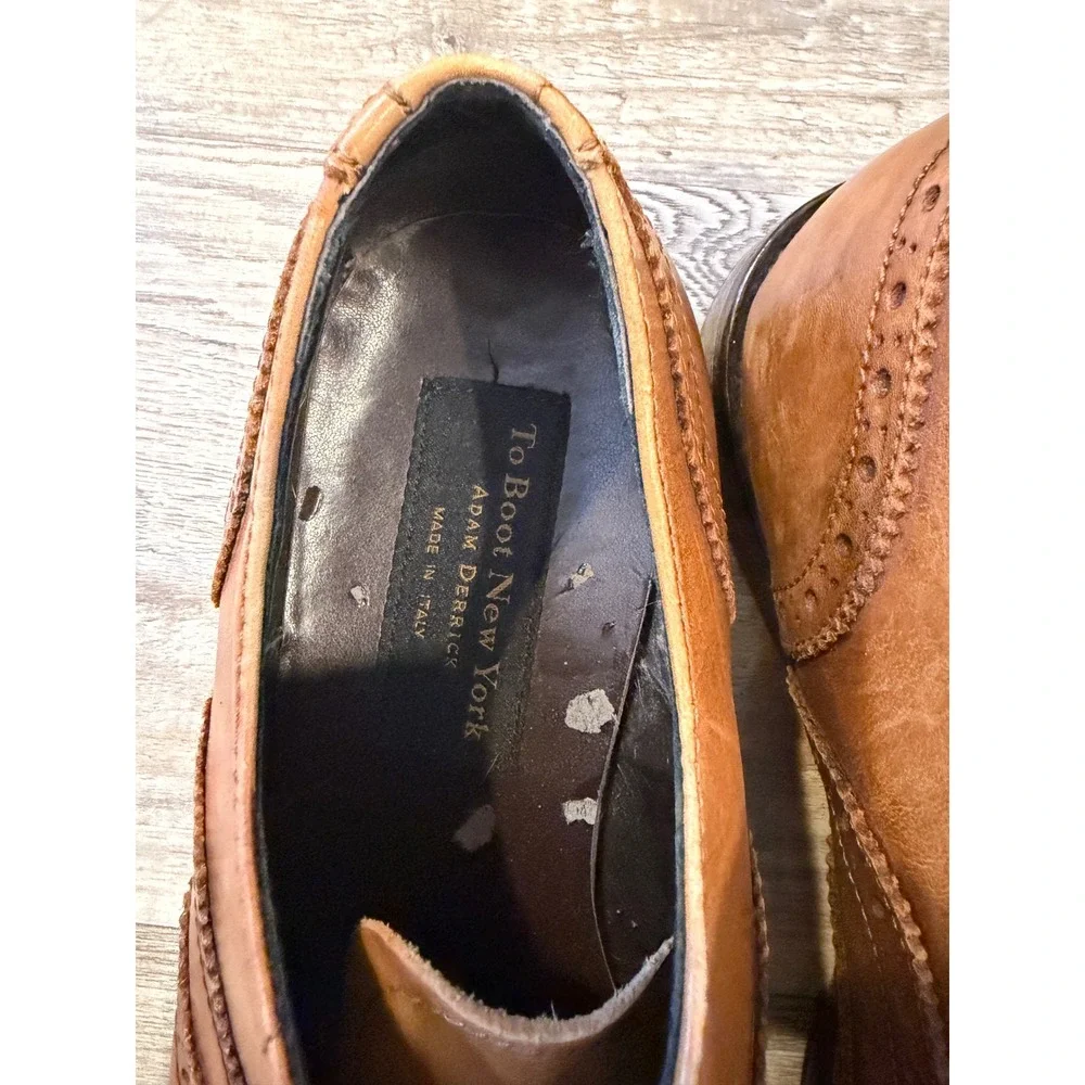 To Boot New York Mens Wingtip Oxford Brogue Italian Leather Tan Size 9